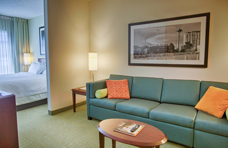 Guest room at SpringHill Suites Seattle Downtown.