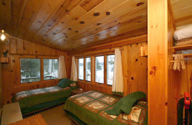 Cabin bedroom at Gunflint Lodge.