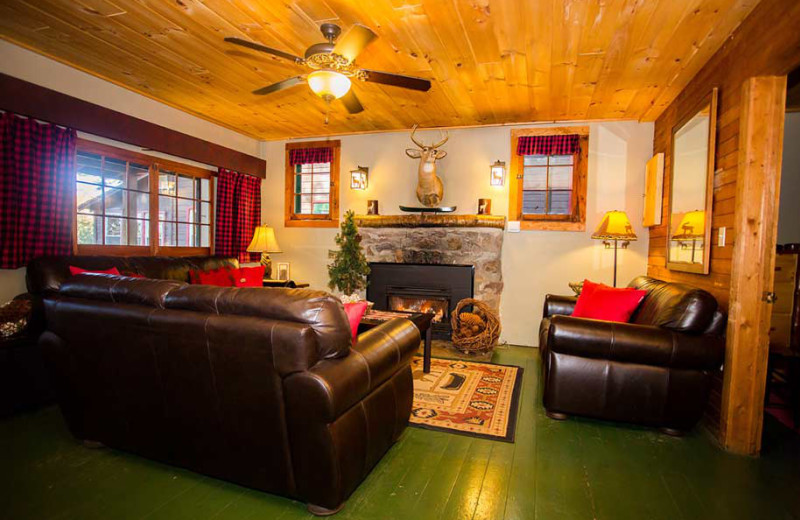 Cabin living room at White Lake Lodges.