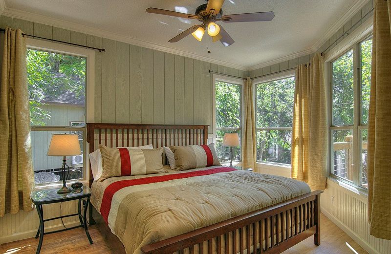 Treehouse bedroom at River Road Treehouses.