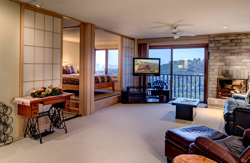 Rental living room at Bear Claw Condominiums.