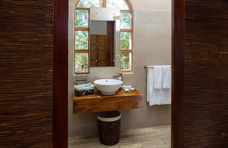 Guest bathroom at El Castillo Boutique Luxury Hotel.