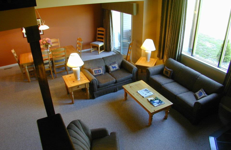 Rental living room at Lake Placid Accommodations.