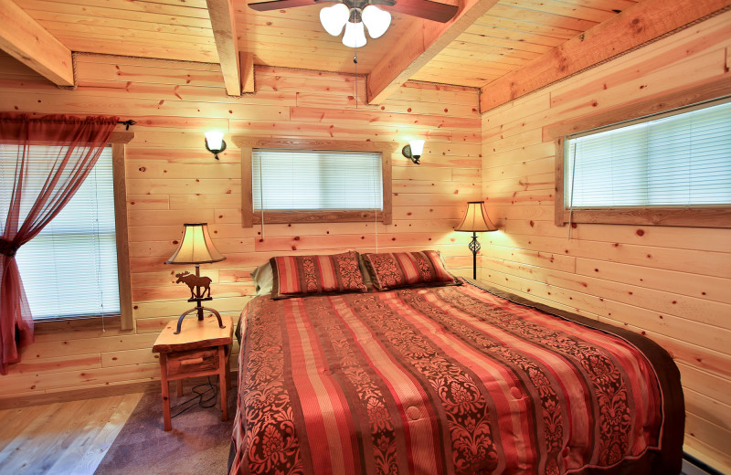 Cabin bedroom at Northern Lights Resort & Outfitting.