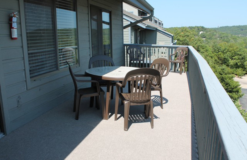 Rental balcony at Treehouse on the Lake.