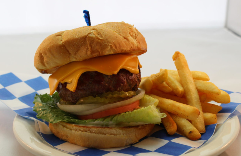 Burger and fries at Flying L Hill Country Resort & Conference Center.