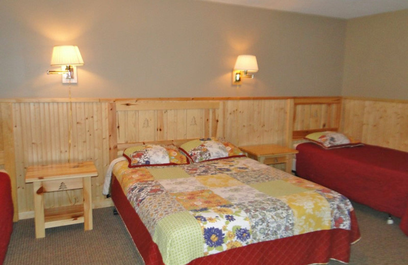 Cabin bedroom at Becker's Resort & Campground.