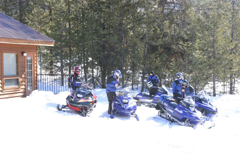 Snowmobiling at Bear Creek Lodge.