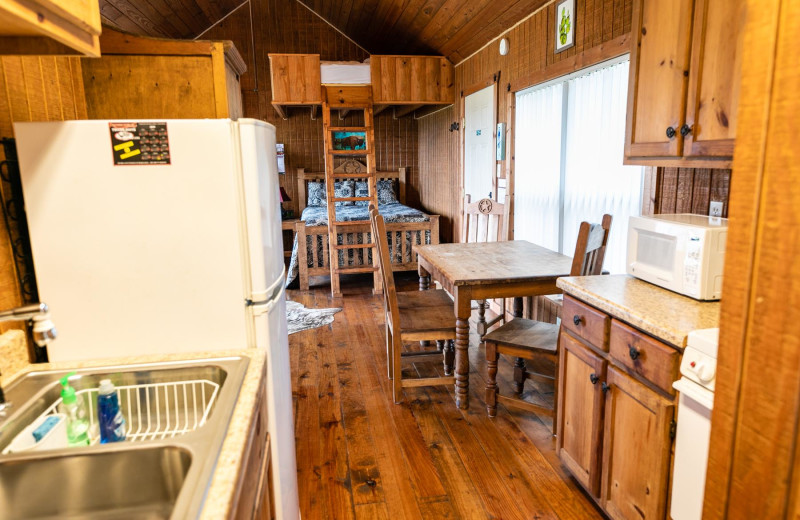 Cabin kitchen at Walnut Canyon Cabins.