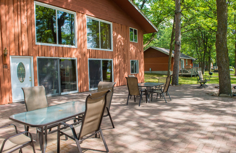 Cabin exterior at Hiawatha Beach Resort.