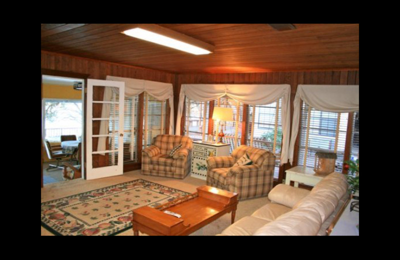 Cabin living room at Cool Water Cabin Rental - Lake LBJ.