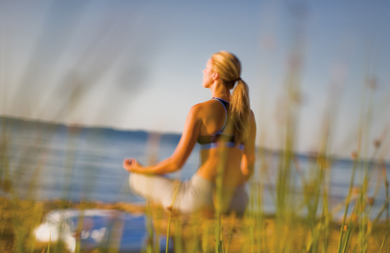 Beach meditation at Tamarack Lodge.