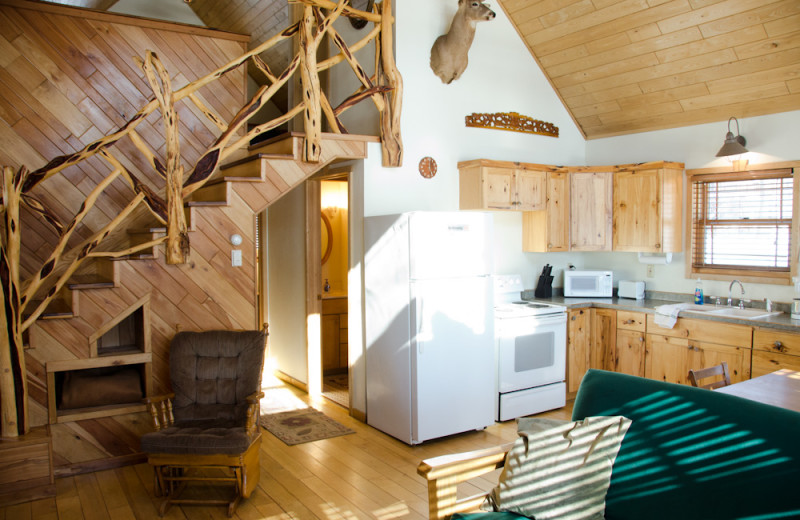 Cabin interior at Tri Lake Timbers Resort.