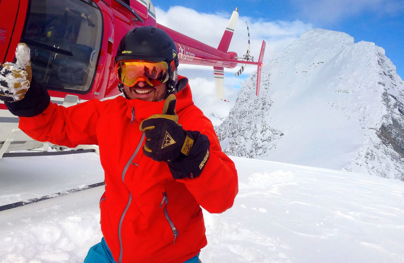 Skiing at Bugaboos Lodge.