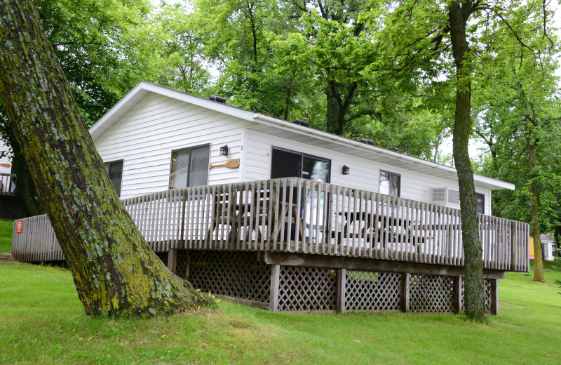 Cabin exterior at Riverside Resort.