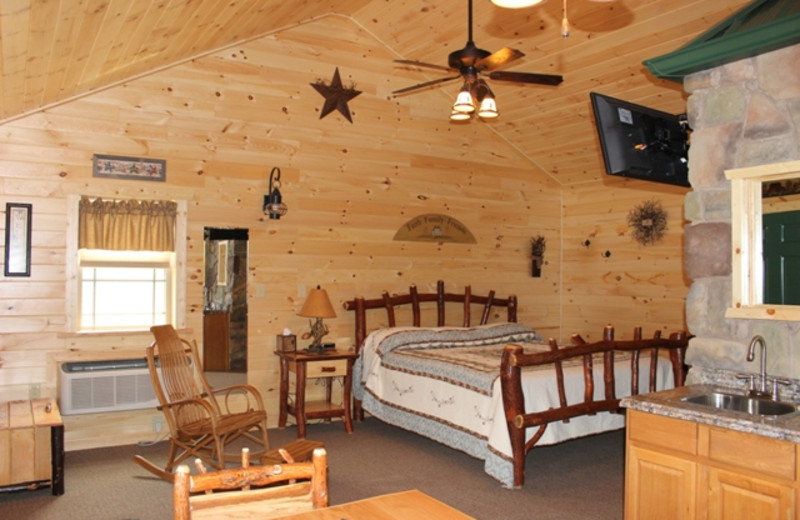 Cabin interior at 7C's Lodging.