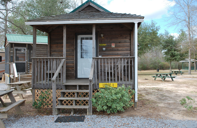 Cabin exterior at Gulf Pines RV Park.