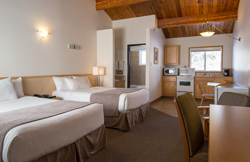 Guest room with kitchen at Rocky Mountain Ski Lodge.