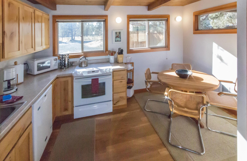 Rental kitchen at Sisters Vacation Rentals.