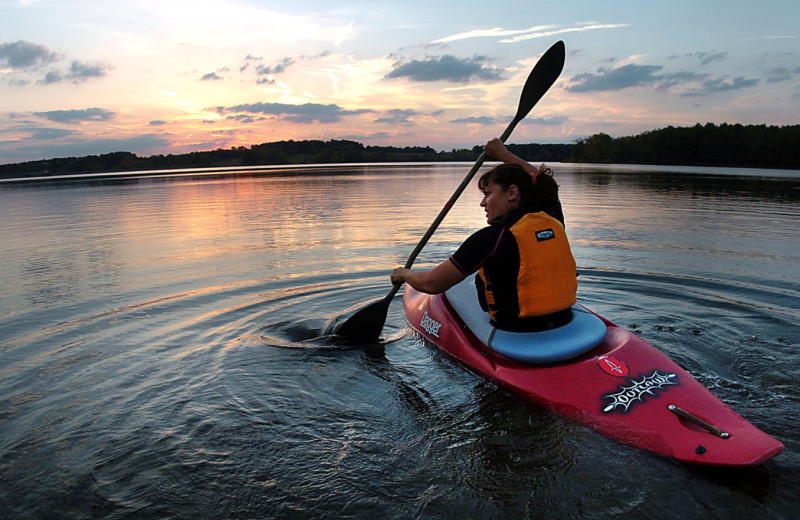 Kayaking at Campa Pajama Cabin.