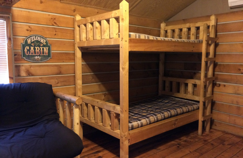 Cabin bunk beds at Jellystone Park at Lake Monroe.