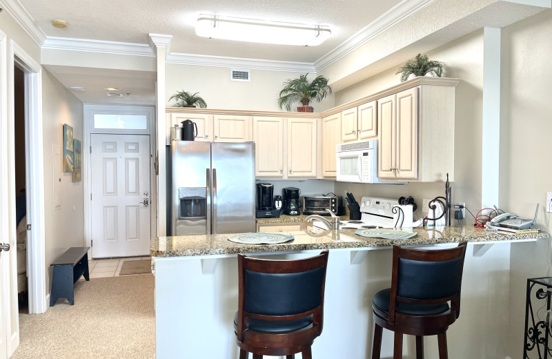 Rental kitchen at Gulf Shores Rentals.