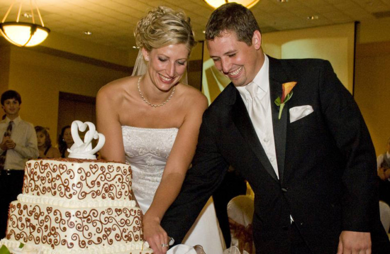 Wedding couple at Kalahari Waterpark Resort Convention Center.