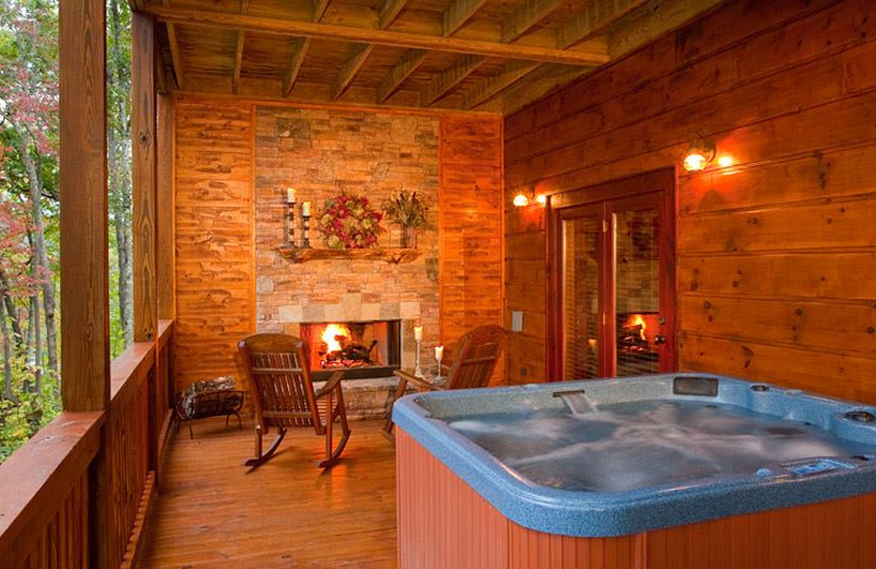 Rental hot tub at Cabin Rentals of Georgia.