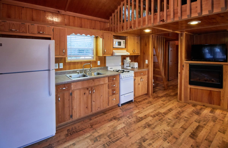 Cabin kitchen at Lone Star Jellystone.