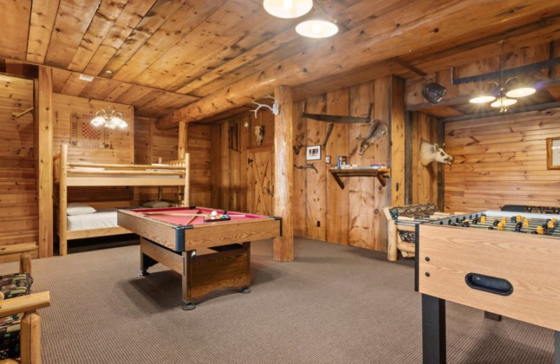 Cabin rec room at Sleeping Bear Resort.