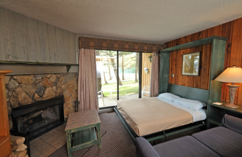 Guest bedroom at Douglas Fir Resort & Chalets.