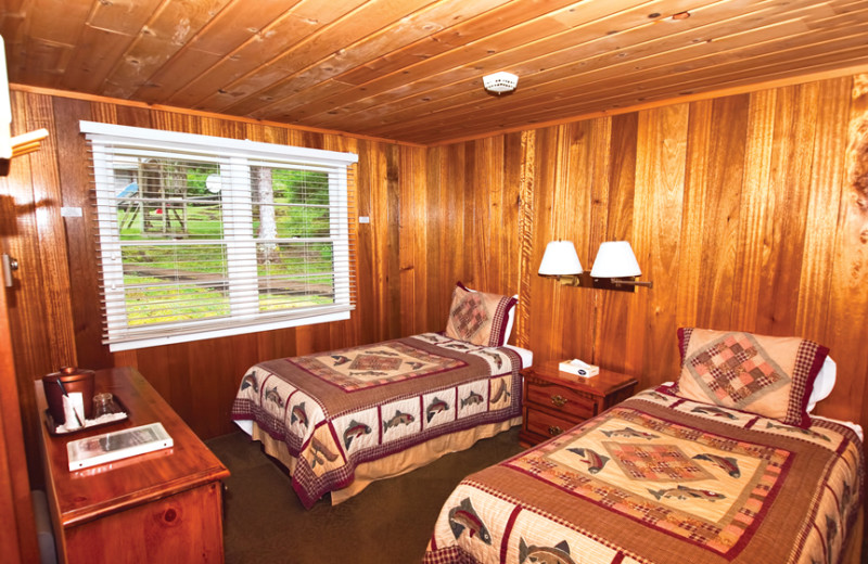 Guest bedroom at Yes Bay Lodge.