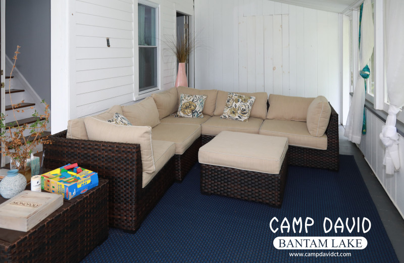 Cottage living room at Camp David Bantam Lake.