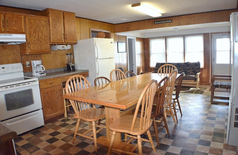 Cabin kitchen at Canary Beach Resort.