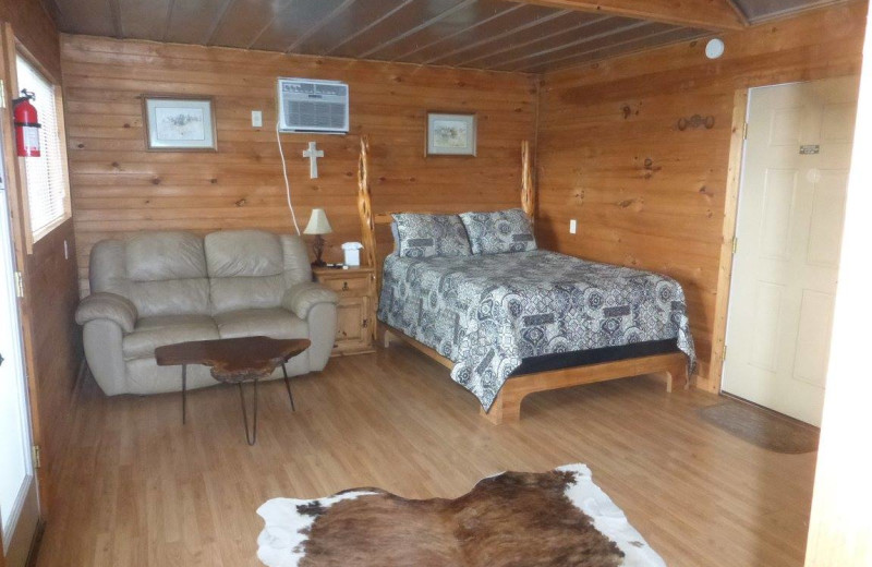 Cabin bedroom at Walnut Canyon Cabins.