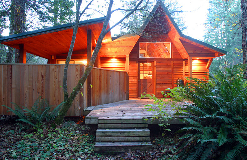 Cabin exterior at Almost Paradise Lodging.