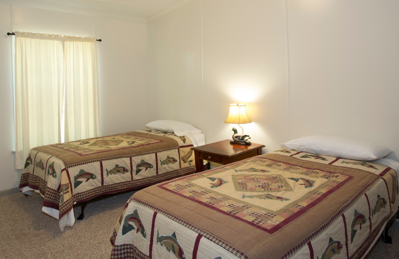 Cabin bedroom at Brady Mountain Resort & Marina.