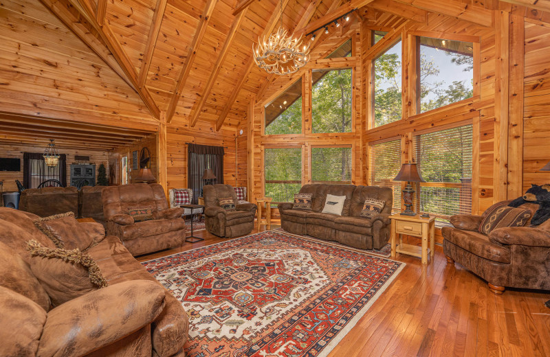 Living room at American Patriot Getaways - Smokies Paradise Lodge.