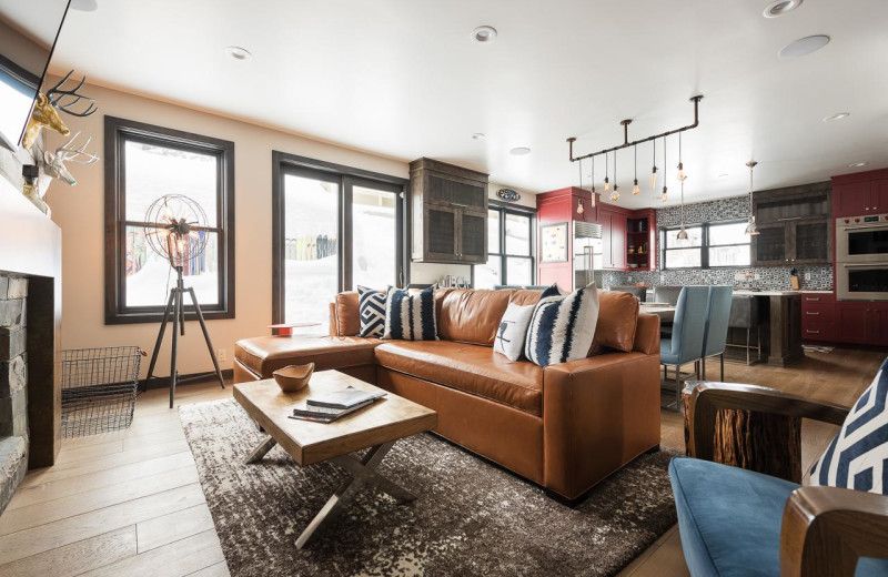 Rental living room at Natural Retreats Park City.