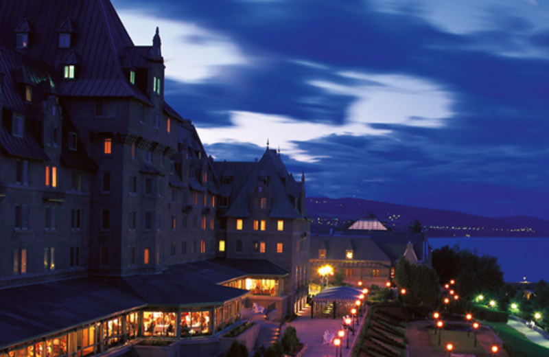 Night time exterior view of Fairmont Le Manoir Richelieu.