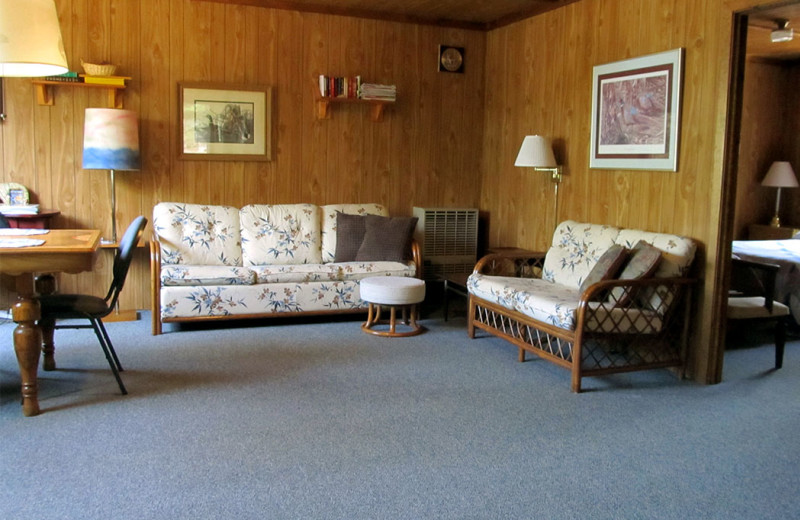 Cabin  living room at Trout Lake Resort.