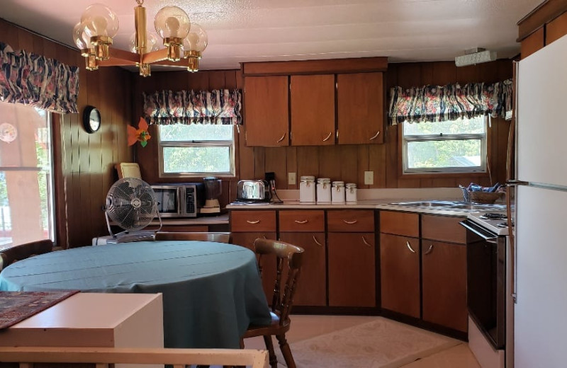 Cabin kitchen at Silver Beach Resort.
