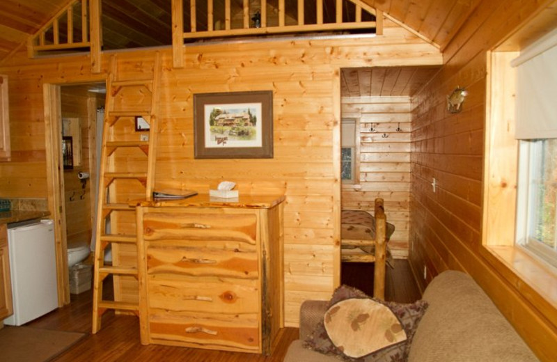 Cabin interior at Izaak Walton Inn.