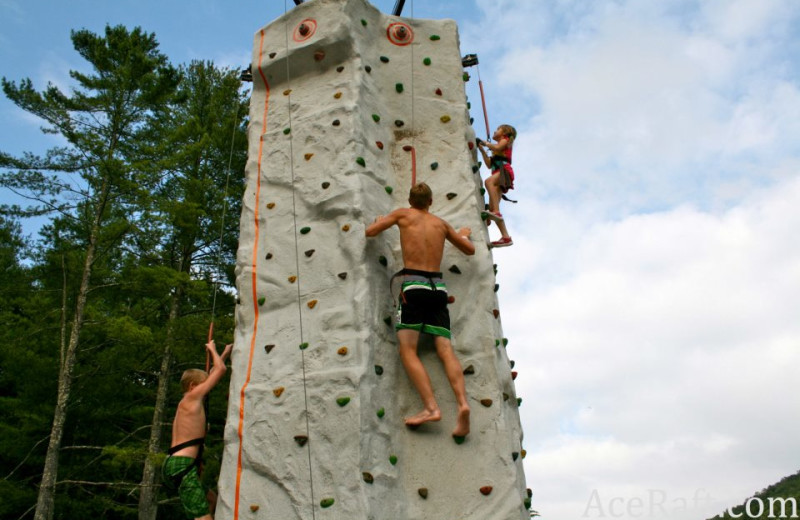 Rock climbing wall at ACE Adventure Resort.