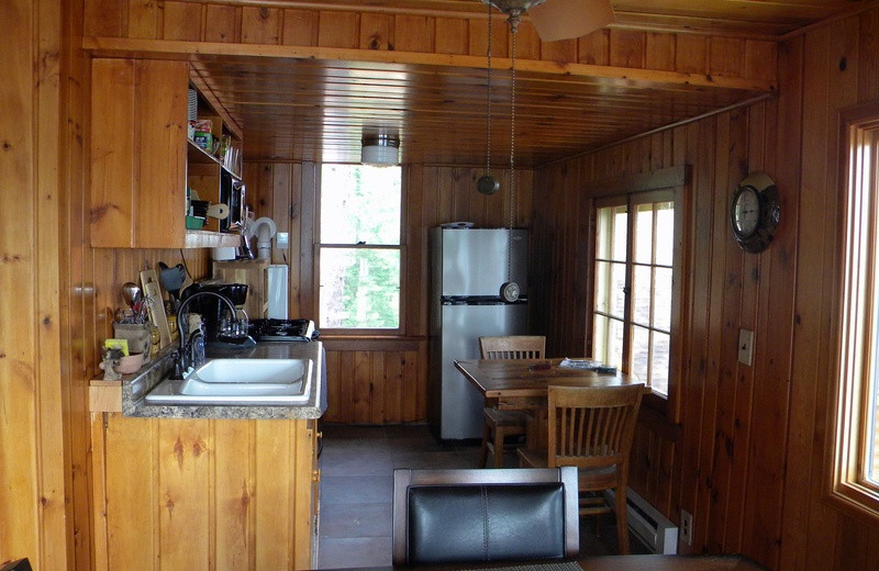 Cabin kitchen at Crane Lake Wilderness Lodge.