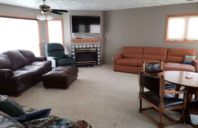 Cabin living room at The Lodge on Otter Tail Lake.