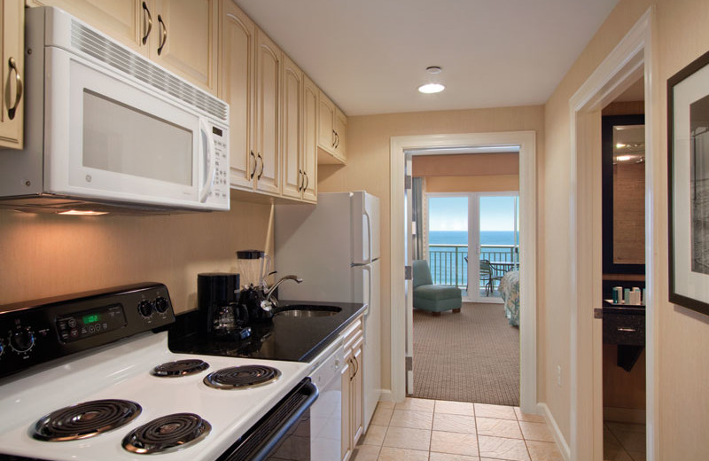 Suite kitchen at Hilton Suites Ocean City Oceanfront.