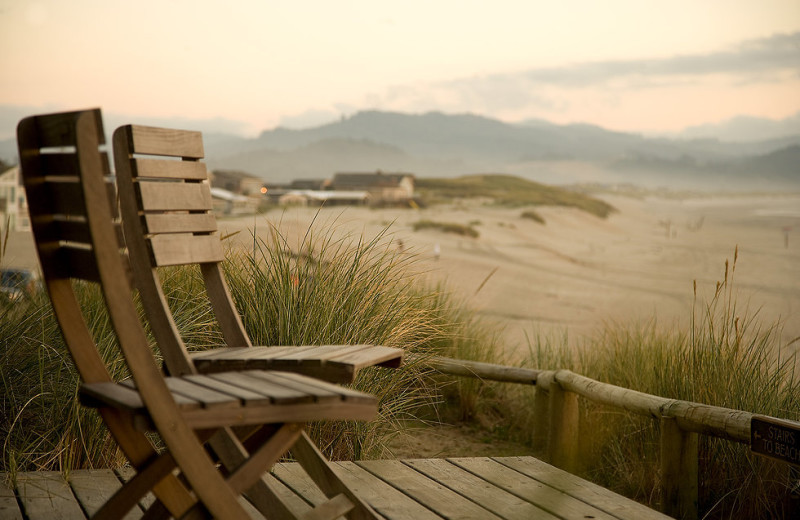 Beach near Airstreams at Haystack Village.