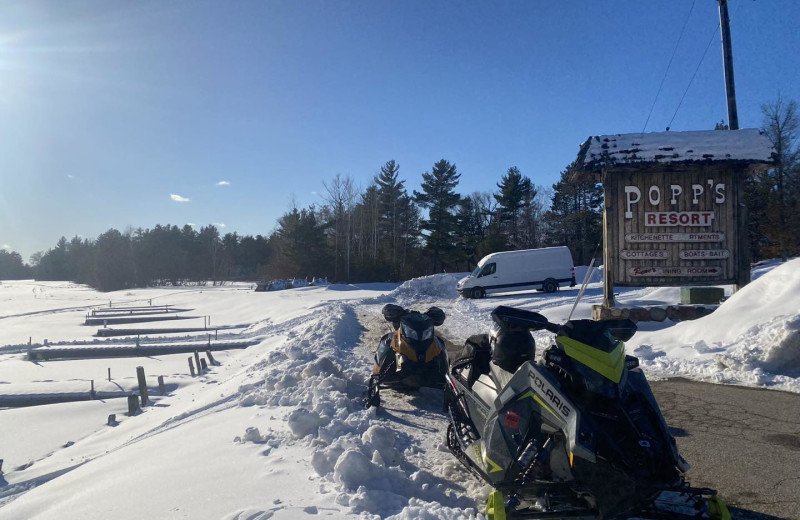 Snowmobiling at Popp's Resort.