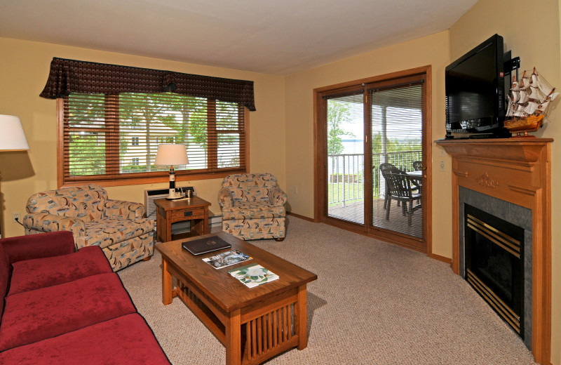 Guest living room at Westwood Shores Waterfront Resort.
